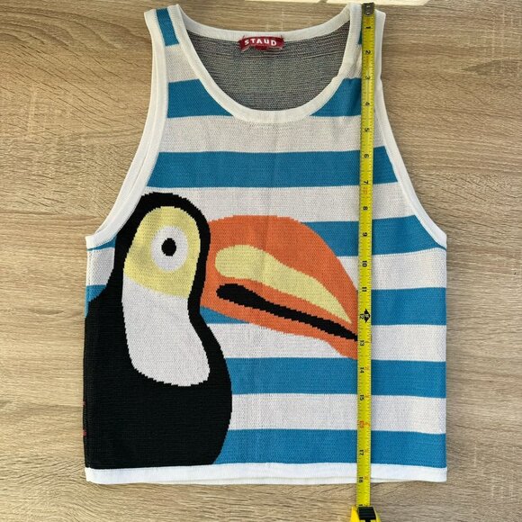 Staud Playa Toucan Intaria Tank Top Knit Blue White Stripe Size Small - Picture 7 of 11